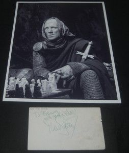 Actor Max Von Sydow Signed Card and Great The Seventh Seal Print