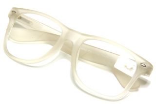 New Square Matte Finish Off White Spring Hinges Eyeglasses Mens Women