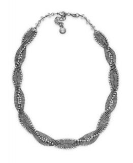 Alfani Bracelet, Silver Tone Braided Crystal   Fashion Jewelry