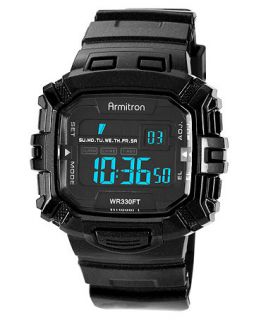 Armitron Watch, Mens Digital Black Polyurethane Strap 41mm 40 8244BLK