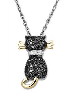 Victoria Townsend Sterling Silver Necklace, Black Diamond Accent Cat