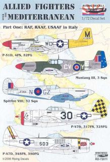 Rising Decals 1 72 Allied Fighters Over The Mediterranean