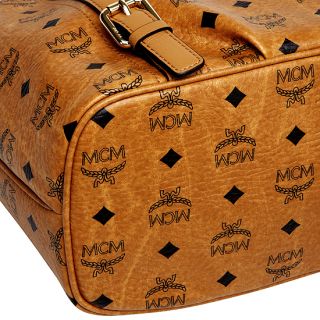 MCM Vintage Visetos Medium Shopper Bag Cognac Handbag Authentic New