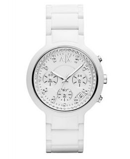 Armani Exchange Watch, Womens White Nylon Plastic Bracelet 40mm