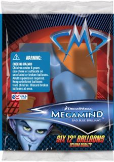 Megamind 6ct 12 Latex Helium Party Balloons