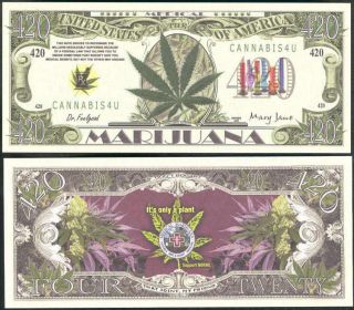 Medical Marijuana Cannabis 420 Dollar Lot of 2 Bills