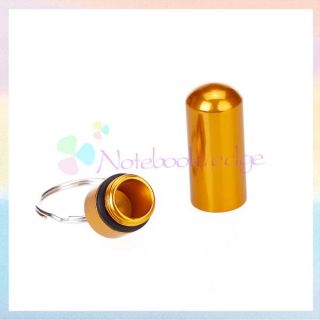 Waterproof Golden Pill Fob Case Box Holder Container Keychain Camping