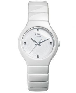 Rado Watch, Womens Swiss True Diamond Accent White Ceramic Bracelet