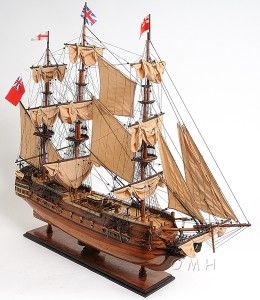 MAGNIFICENT HMS SURPRISE SHIP HANDMADE WOODEN MODEL 37 INCHES.