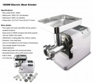 1800W 3 Steel Cutting Plates Electric Meat Grinder