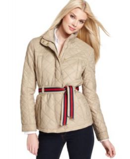 Tommy Hilfiger Coat, Long Sleeve Striped Trench   Womens Coats   