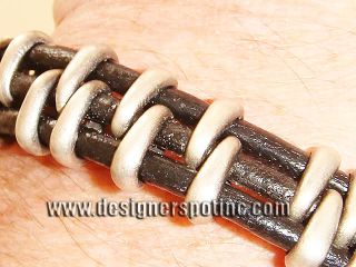 David Yurman Mens Thoroughbred Black Leather Bracelet Hook Closure 8 5