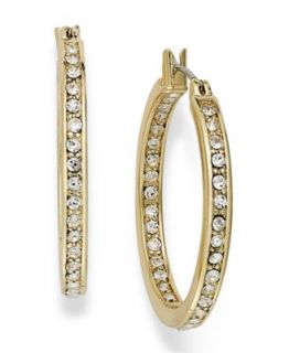Jones New York Earrings, Gold Tone Pave Crystal Large Hoop Earrings