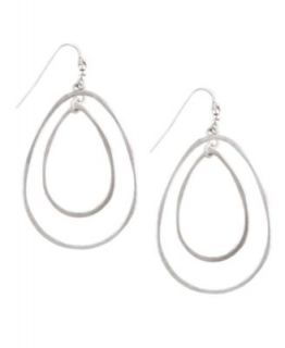 Jessica Simpson Earrings, Silver Tone Crystal Drop Hoops   Fashion