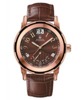 Bulova Accutron Watch, Mens Swiss Exeter Brown Croc Embossed Leather