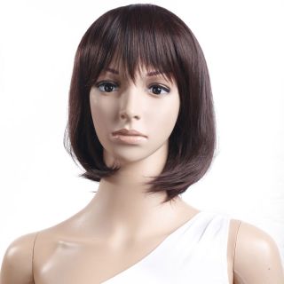 Fashion Cosplay Wig Stylish Medium Brown Turnup Side Bang Hair Wig