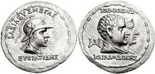 Eucratides I Megas Silver Tetradrachm Hellenistic Period RARE Coin