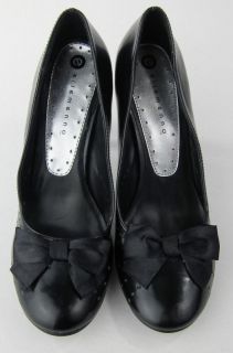 Ellemenno Black Womens Stiletto High Heels w Cute Bow Size 8 Very Nice