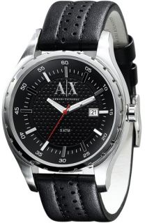 Armani Exchange Black Leather Band Men Watch AX1055 New