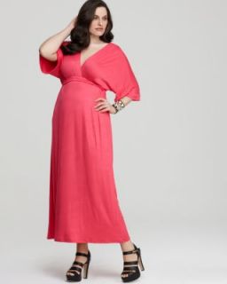 Melissa Masse New Pink Drapey Jersey Empire V Neck Maxi Casual Dress