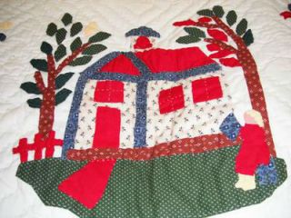 Appalachian handmade and handstitched applique quilt. Colors are