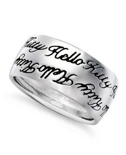 Hello Kitty Sterling Silver Ring, Engraved Script Ring   Rings
