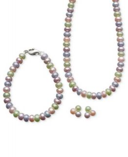 Fresh by Honora Pearl Necklace and Earring Set, Sterling Silver