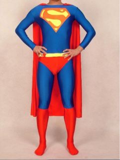 Super Hero Mens Lycra Spandex Zentai Costume Superman Bodysuit Fancy