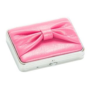 Pink Faux Leather Bow Pill Box 3 Section Medicine Organizer Vitamin