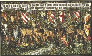 Medieval Knight Tapestry Verdure with Shields Deer