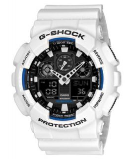 Shock Watch, Mens Analog Digital White Resin Strap 52x55mm GA150MF