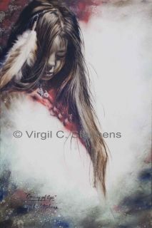 NATIVE AMERICAN ART, APACHE INDIAN GIRL, LIMITED EDITION PRINT SOUTH