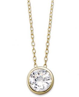 18k Gold Over Sterling Silver Necklace, Cubic Zirconia Solitaire