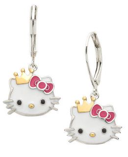Hello Kitty Sterling Silver and 14k Gold Over Sterling Silver Earrings