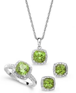 Sterling Silver Jewelry Set, Peridot (4 3/4 ct. t.w.) and Diamond