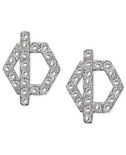 CRISLU Earrings, Platinum Over Sterling Silver Cubic Zirconia Hexagon