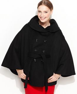 Calvin Klein Coat, Double Breasted Wool Blend Cape