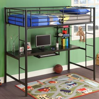 New Metal Bed Frames Twin Over Twin Double Loft Workstation Desk Futon