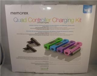 New Black Memorex Quad Controller Charging Kit for Wii 4 Rechargeable