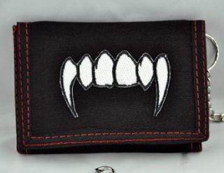 Vampire Fang Wallet Trifold Goth Blood Horror Death Roc