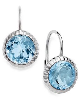 Victoria Townsend Sterling Silver Earrings, Blue Topaz Round Leverback