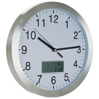 Station Indoor Temperature Humidity Meter Analog Wall Clock New