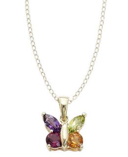 10k Gold Multigemstone Butterfly Pendant   Necklaces   Jewelry