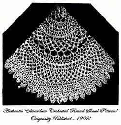 Victorian Edwardian Era Lace Shawl Crochet Pattern 1902