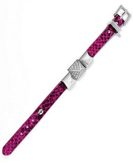 Juicy Couture Bracelet, Silver Tone Pyramid Bright Cerise Watch Strap