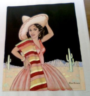 Two 1920s Paintings Mexican Man Woman by Hyson Kaiser