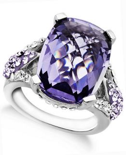 Kaleidoscope Sterling Silver Ring, Purple Crystal Ring with Swarovski