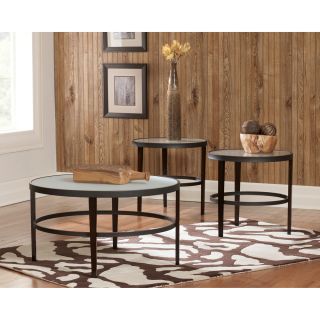 ASHLEY   ROMY BLACK METAL FINISH 3IN1 PACK TABLE      NEW