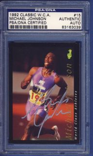 1992 Classic Michael Johnson 15 Signed Card PSA DNA