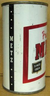 Metz Premium Beer SS Flat Top Can Omaha Nebraska 1956